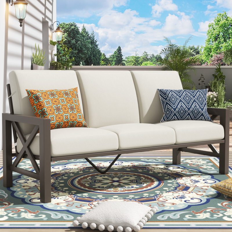 Canapé de patio pour 3 personnes 73 "avec coussins épais