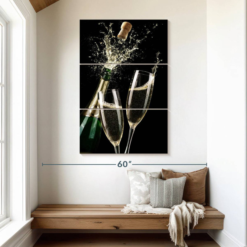 Célébration de champagne, H 50 po x l 32 po