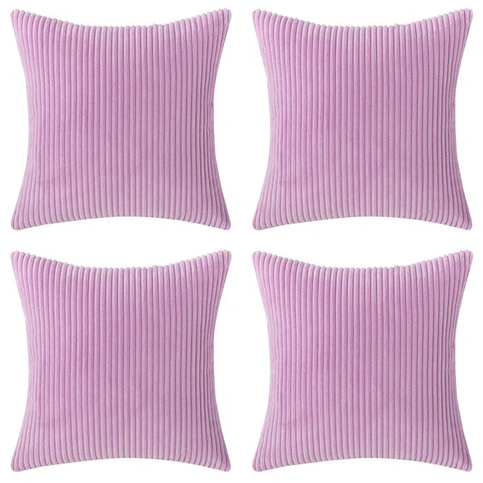 Coussin en velours côtelé réversible Corduroy, Mauve clair