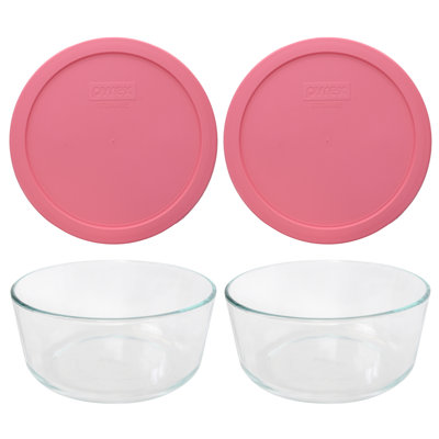 Pyrex (2) 7203 7-Cup Glass Bowls & (2) 7402-PC 6/7