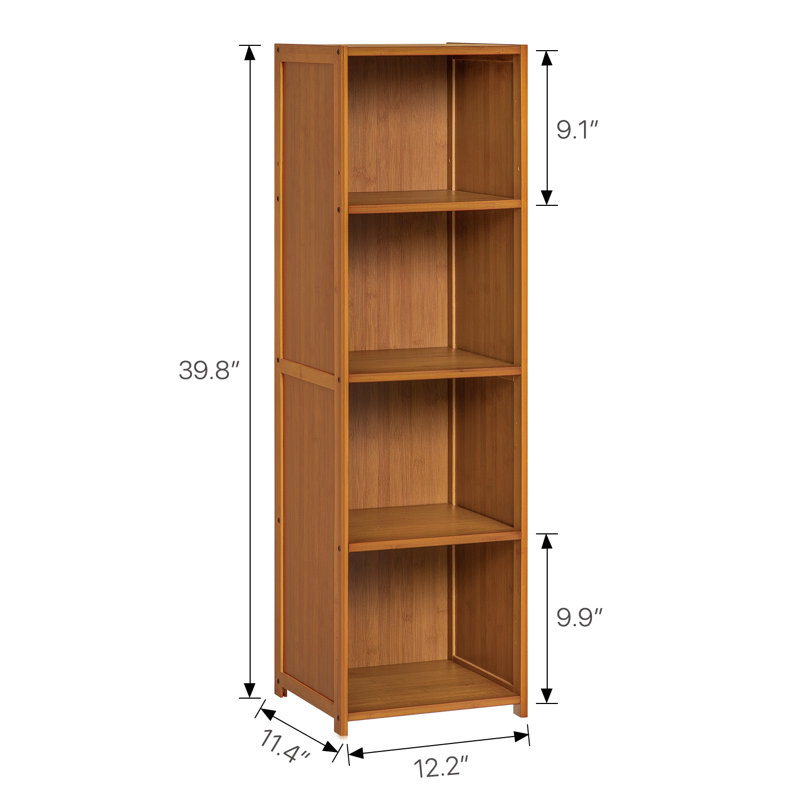 Brown Bamboo 4-Shelf Adjustable Modern Bookcase