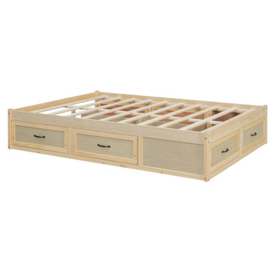 Full Size Platform Bed With 6 Storage Drawers