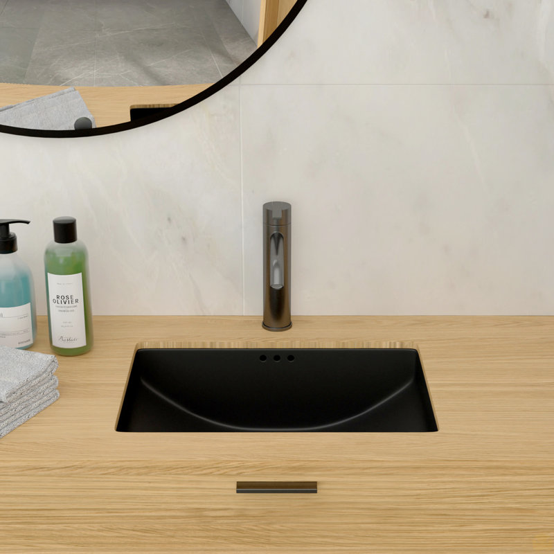 Lavabo de salle de bain encastré en céramique avec trop-plein