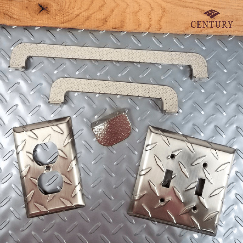 Poignée barre 6 5/16 po Diamond Plate, Nickel vieilli brillant
