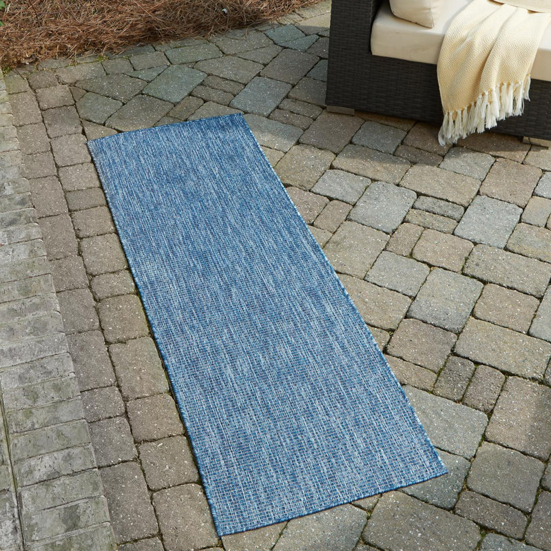 Avaughn Blue Indoor/Outdoor Area Rug, Runner 2' x 4'1", Blue