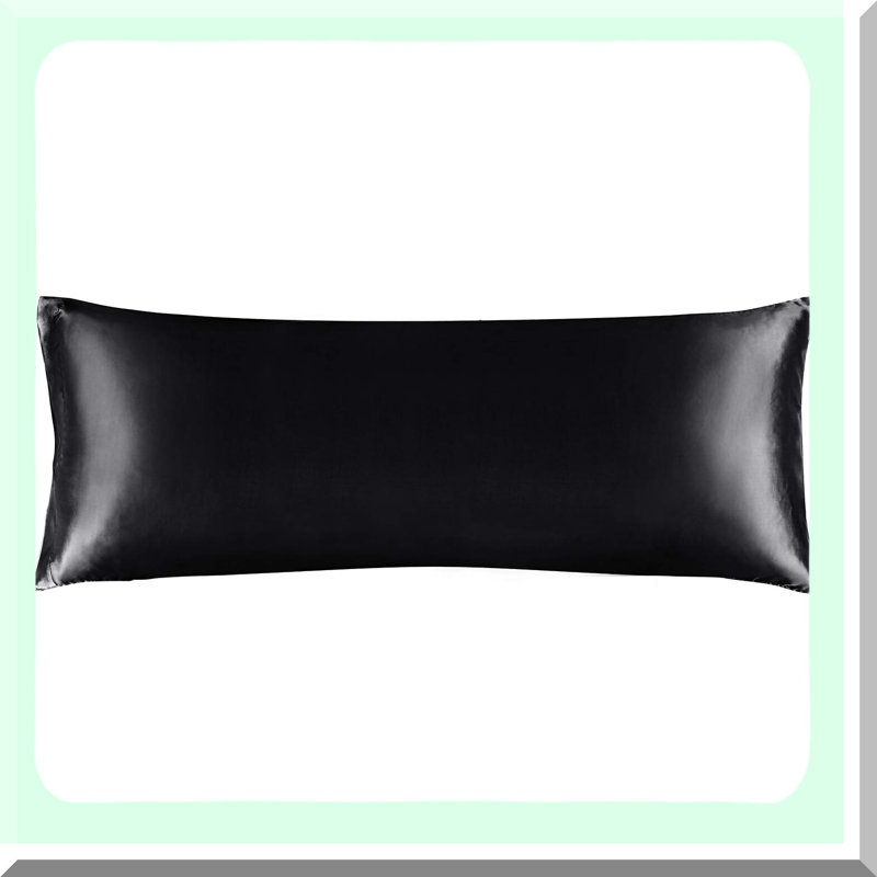 Luxury Body Pillowcase - Premium Black Silky Cover for Hair - Long 20x54 Envelope Closure - Smooth Satin Pillow Protector - Hypoallergenic