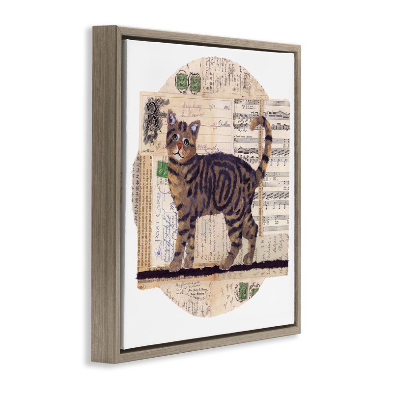 «Tabby Cat Collage» par Nancy Overton, Cadre flottant orme Montalcino, H 25 po x l 25 po