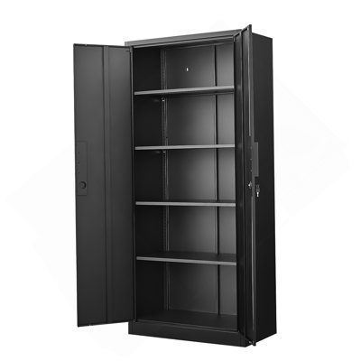 Storage Cabinet, 2-Door File Cabinet With Lock, 4 Adjustable Shelves For Office, Home