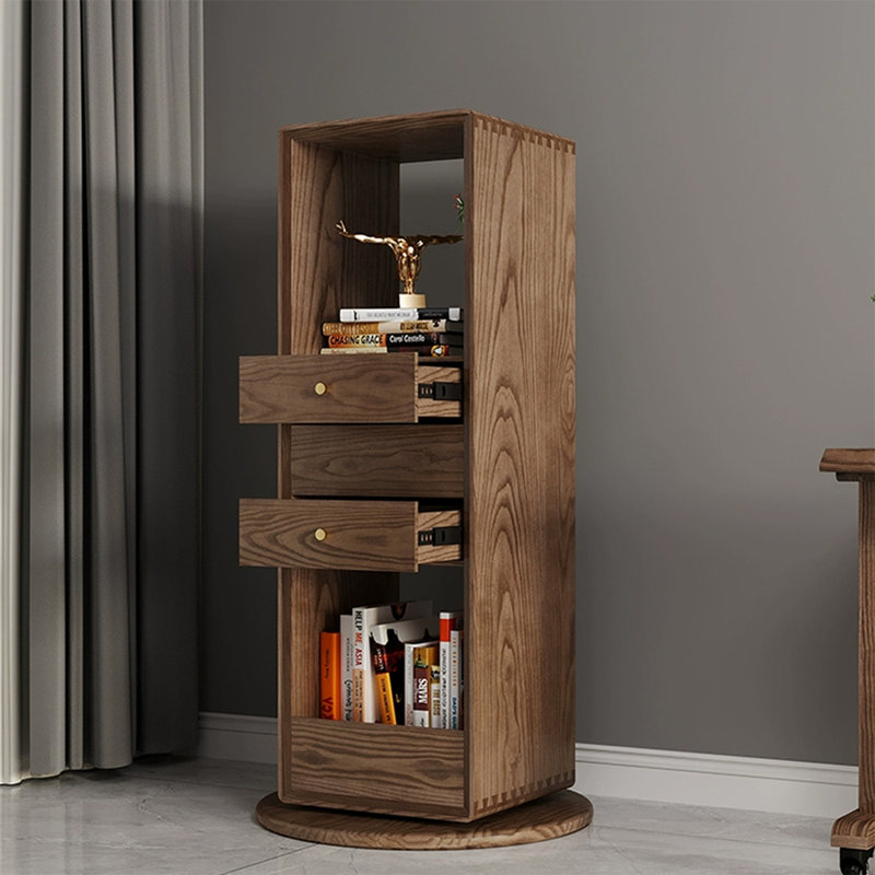 Bibliothèque rotative en bois massif Nut-Brown