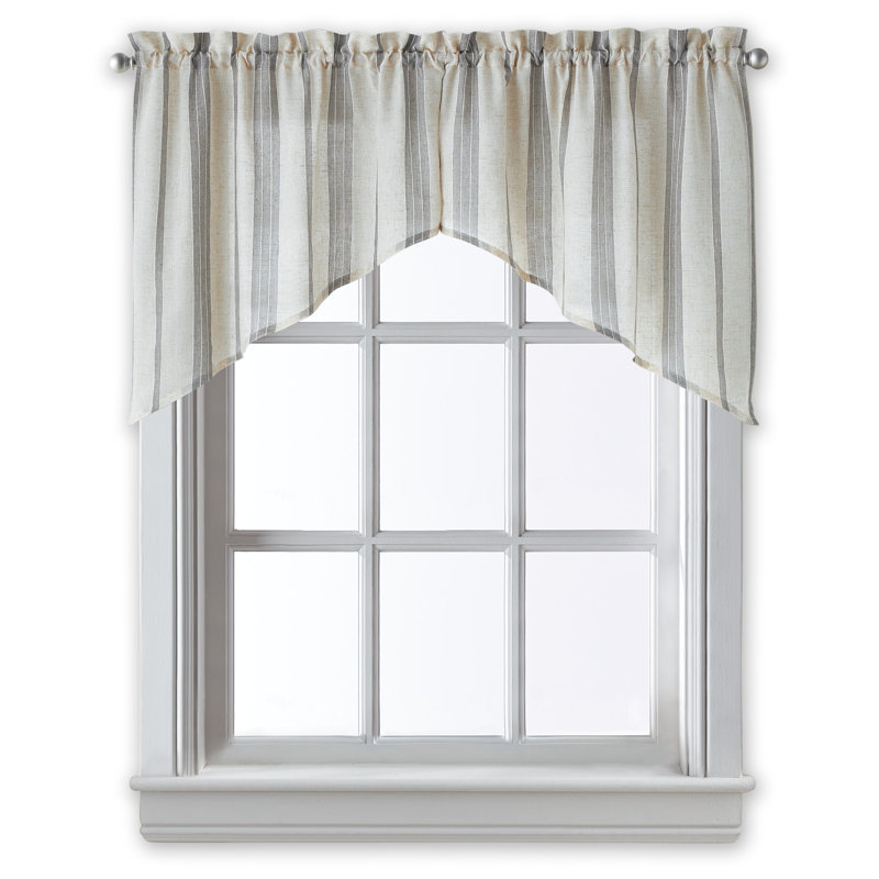 Salerna Striped Swag 54'' W Window Valance in Gray