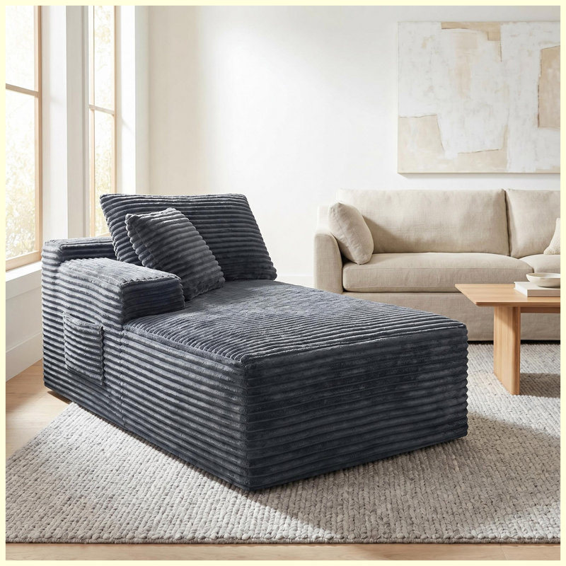 Canapé modulaire gris en velours côtelé, fauteuil d'appoint sans accoudoirs pour salon, Gray