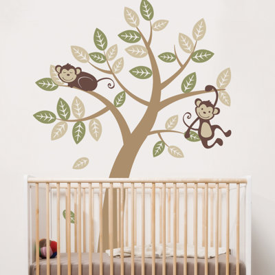 Adhésif décoratif arbre avec singe