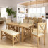 70W Farmhouse Cross Base Dining Table With 4 Upholstered Cross Back Chairs and 1 Bench
