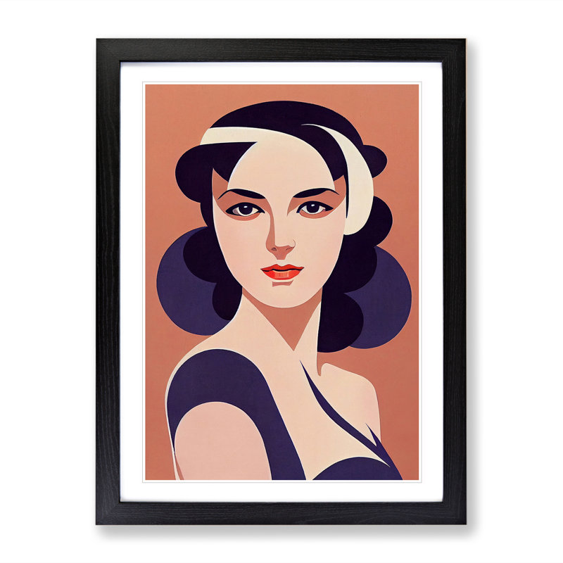 Classic Portrait Of A Woman No.3 - Single Picture Frame Print, Black, 64cm H x 46cm W x 2cm D