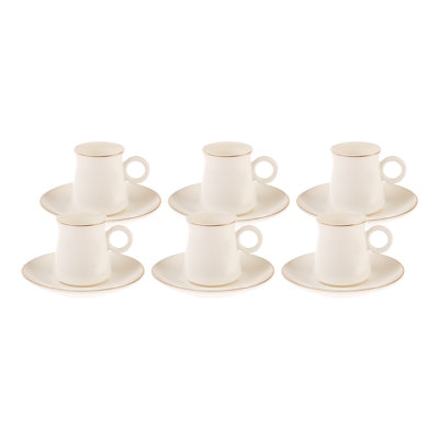 Karaca Wing Porcelain Espresso Turkish Coffee Cup, 80ml, White Gold