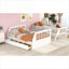 Lit superposé simple au-dessus de double avec rangement intégré et fini en bois massif blanc classique-129385020