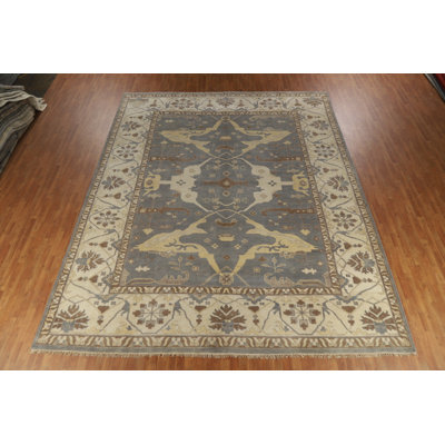 Handmade Gray Oushak Indian Large Rug 12x15