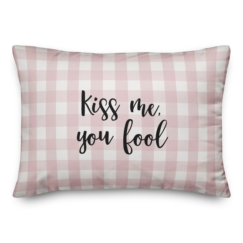  Coussin Kiss Me You Fool, Noir / Rose