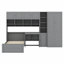 Lit plateforme fonctionnel en bois avec bureau, garde-robe, armoires, tiroirs et tablettes-368711357