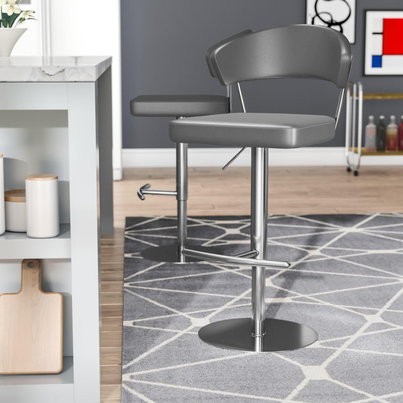 Tabouret Eucptus, Simili cuir blanc, Gris clair, Gris clair