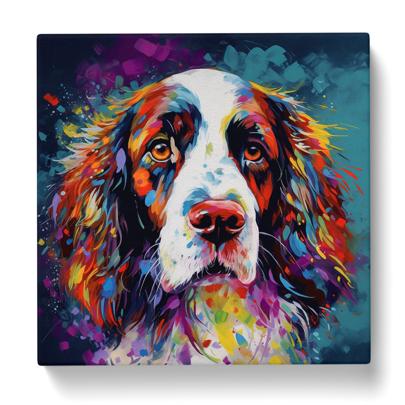 English Springer Spaniel Abstract Expressionism - Wrapped Canvas