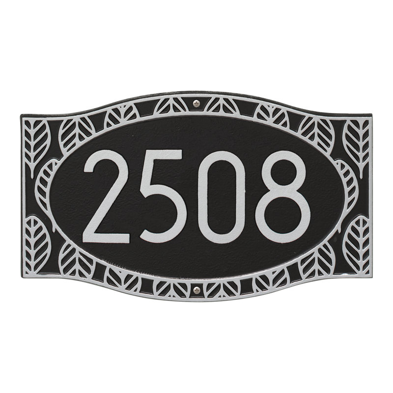 Frond Neohaus 1-Line Personalized Wall Address Plaque, Black/Silver, Yes