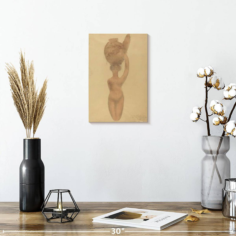Femme nue Leisha portant un vase sur la tête, H 12 po x l 8 po