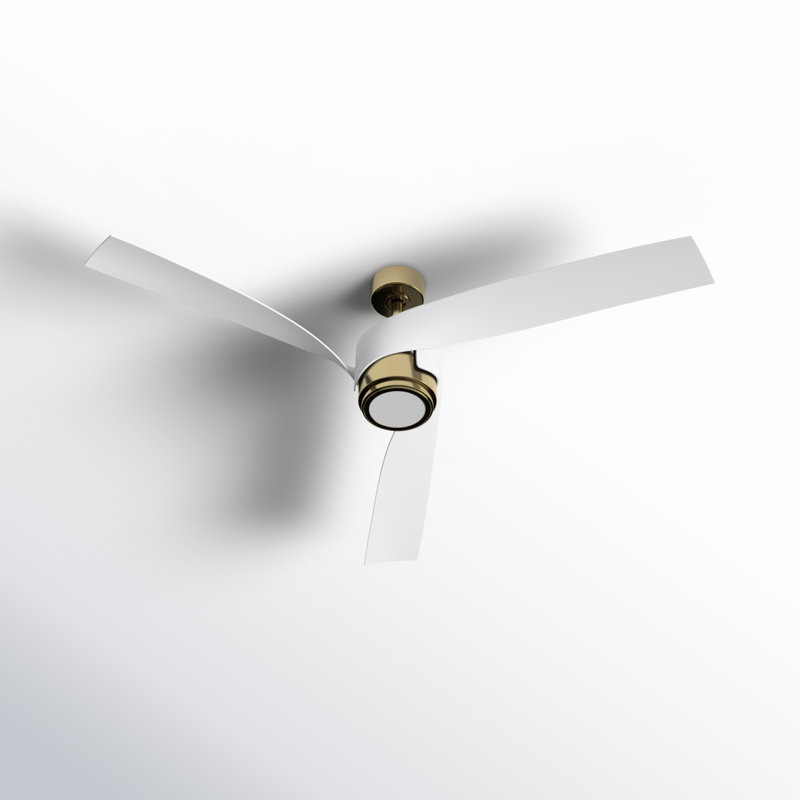 Ventilateur de plafond à hélice à 3 pales 62 "avec 3 lumières DEL avec télécommande et ensemble d'éclairage inclus, Blanc mat