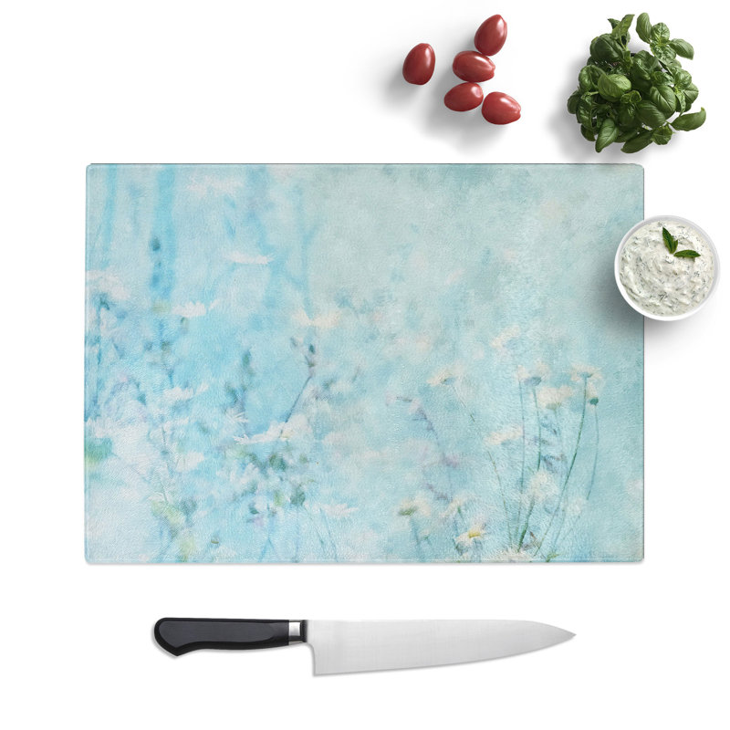 Tempered Glass Pretty Flowers Chopping Board, 28.5 cm x 39 cm