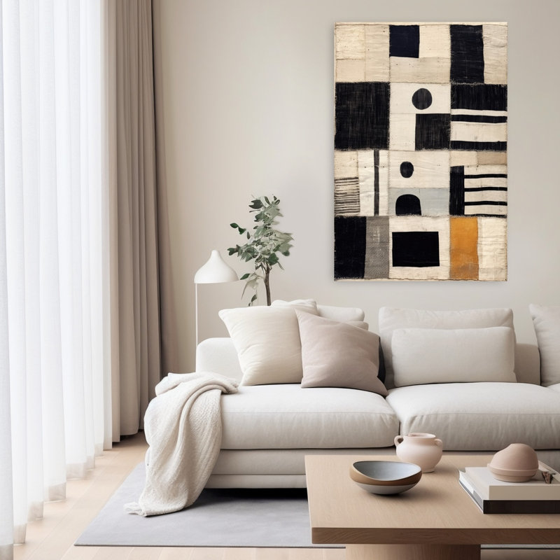 Art contemporain abstrait géométrique, H 60 po x l 40 po