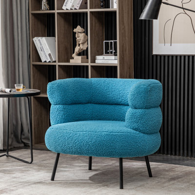 Demarea Polyester Barrel Chair Sherpa Fabric Accent Chair, Comfy Tufted Upholstered Armchair -  Everly Quinn, 687CA3B8BA1E44468EE9578795895C6B