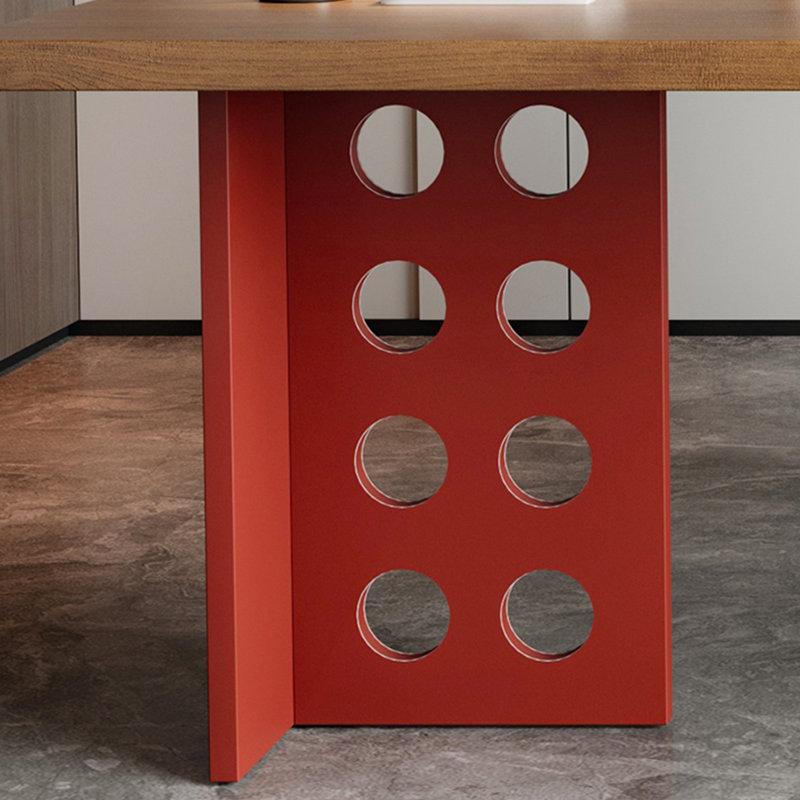 Simple bureau en bois massif et armoire en cuir