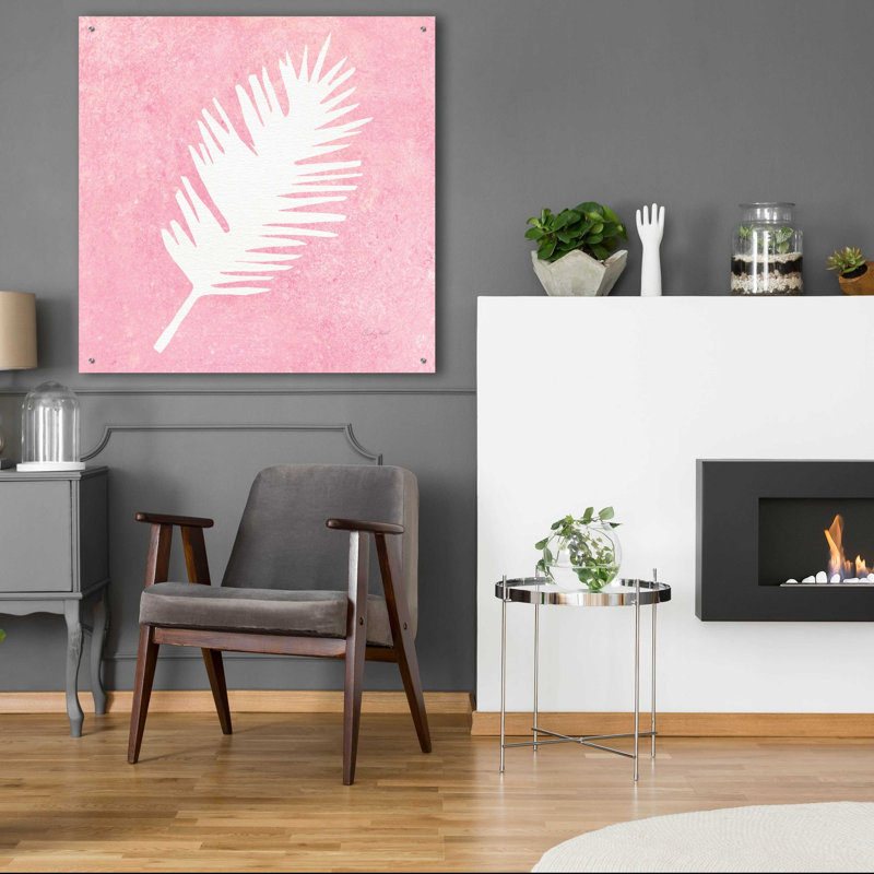 «Tropical Fun Palms Silhouette I» par Courtney Prahl, art mural en verre acrylique, H 36 po x l 36 po x P 0,2 po