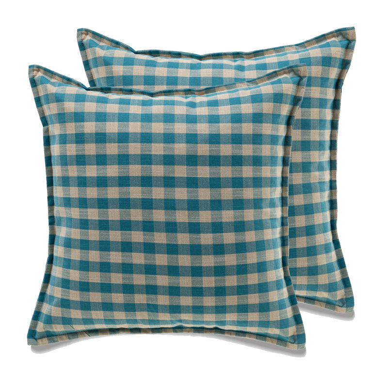 Michael Penney  Buffalo Check Pillow Cover With Polyester Insert-set Of 2, Blue, Feather