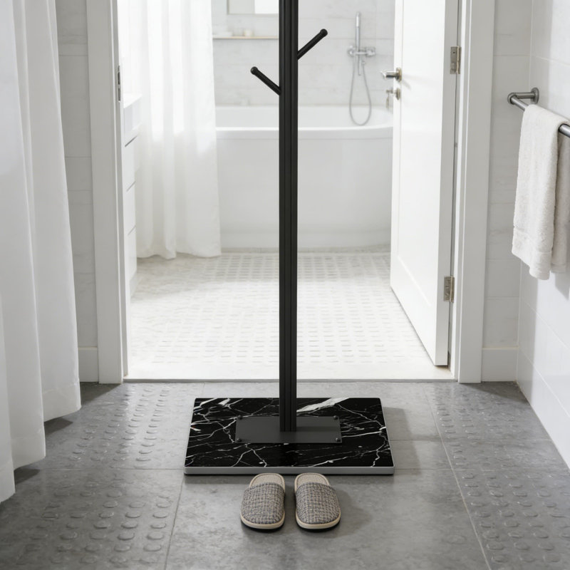 Portemanteau autoportant en métal avec base en marbre robuste, portemanteau moderne pour vestibule, chambre à coucher, bureau et couloir, conception peu encombrante