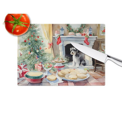 Schnauzer Christmas Cookies Glass Cutting Board