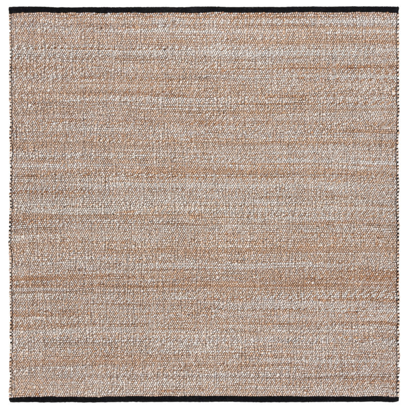 Natural Fiber Flat Weave Jute/Cotton Rug in Natural/Bleach, Square 6'