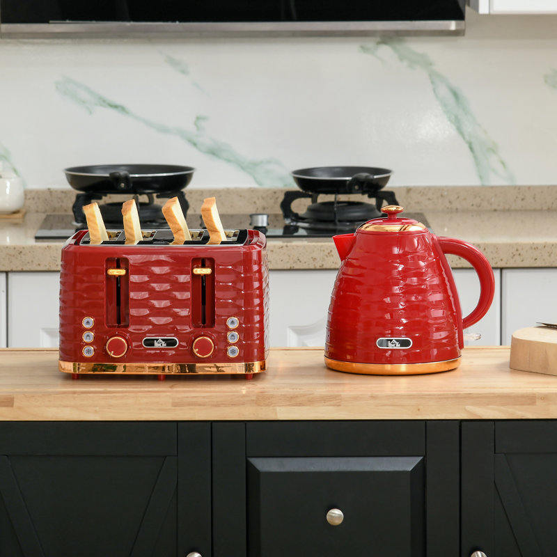 Kettle And Toaster Set, Red