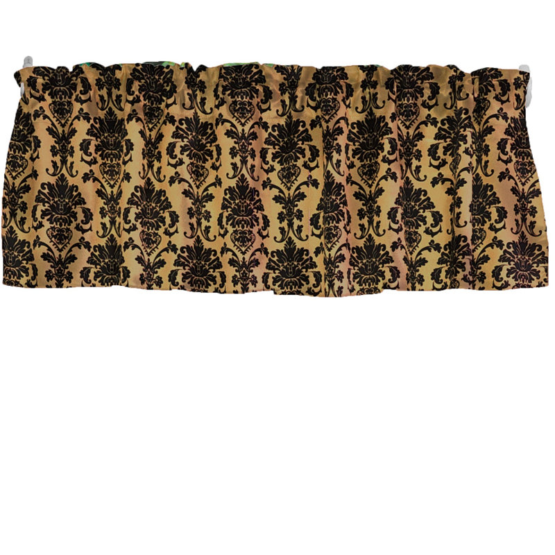 Cantonnière florale en damas 58 po, Or moutarde, L 58 po x L 16 po