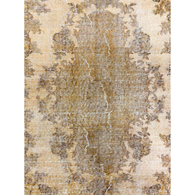 6x9 Brown and Beige Turkish Overdyed Rug