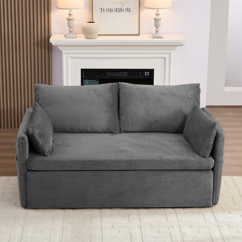 Canapé-lit moderne convertible en molleton convertible 2-en-1, gris, Gris