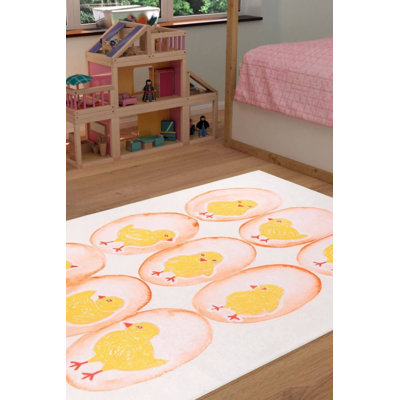 Tapis décoratif à motif de poussins jaunes pour enfants