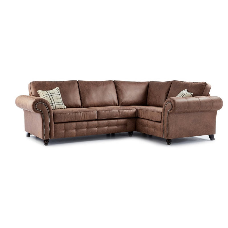 Denslowe 4 Seater Faux Leather Corner Sofa, Right Hand Facing