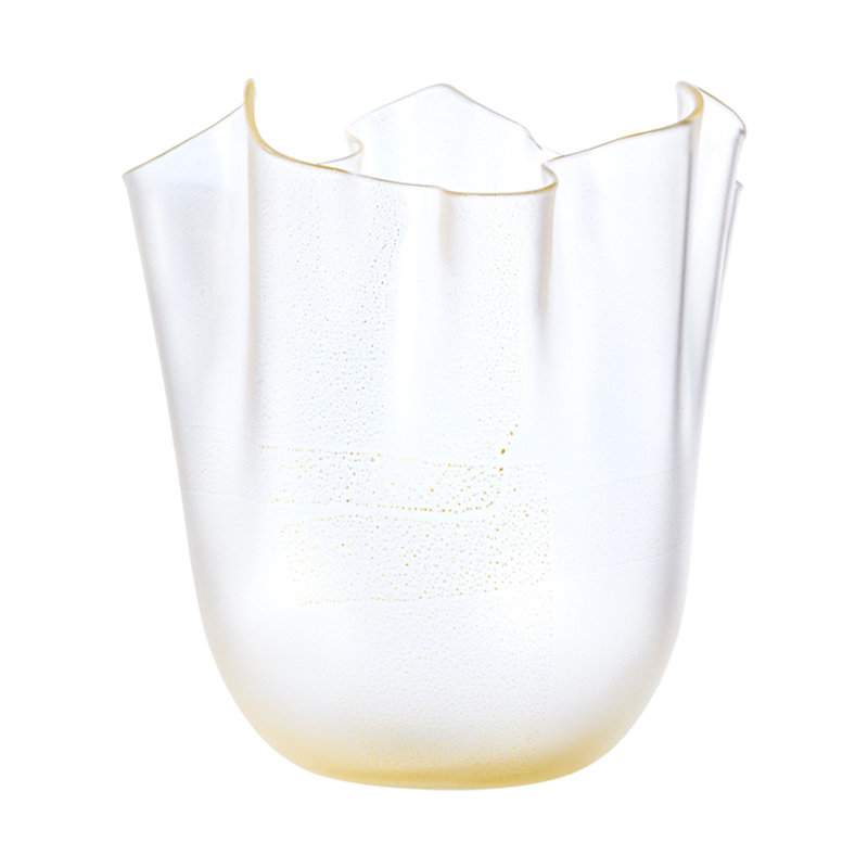 Venini Fazzoletto Vase, 9.45" H x 7.87" W x 7.87" D, Milk White