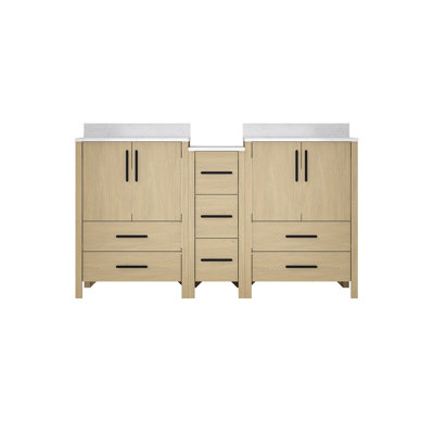 60"W×22"D×34"H Double Sinks Bathroom Vanity Cabinet