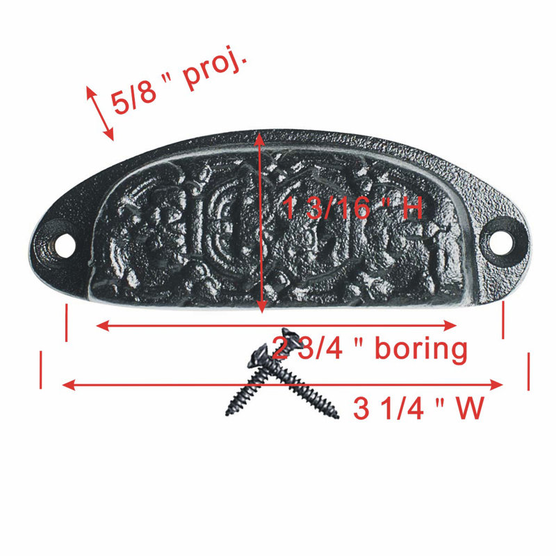 Poignée coquille 2 3/4" center to central en fer cabinet ou tiroir