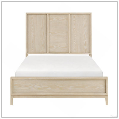Mobilier de chambre à coucher contemporain en bois très clair avec lit à panneaux brun clair 1pc
