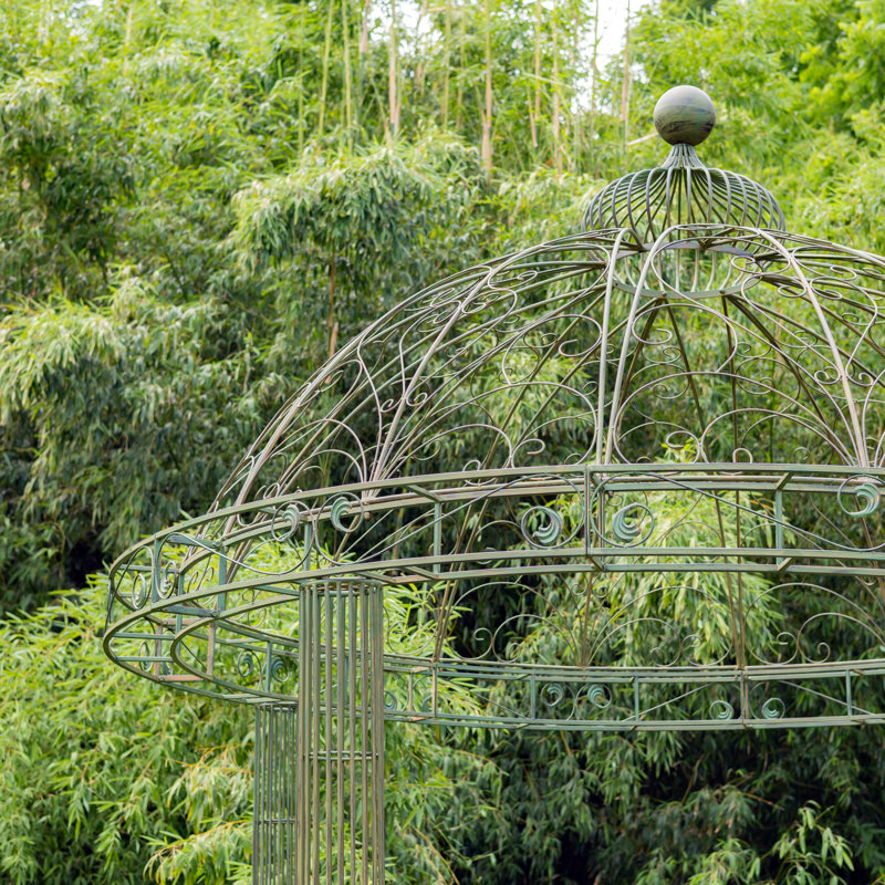 "Medellin 1972" Ornate Round Iron Garden Gazebo, Green