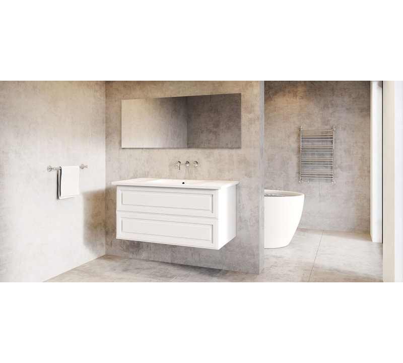 Cavinder 30.25'' Single Bathroom Vanity with Polyglomerate Top, White