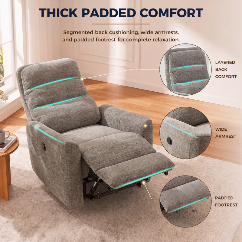 Fauteuil inclinable électrique de 32 po avec repose-tête réglable et tissu respirant (ensemble de 2)
